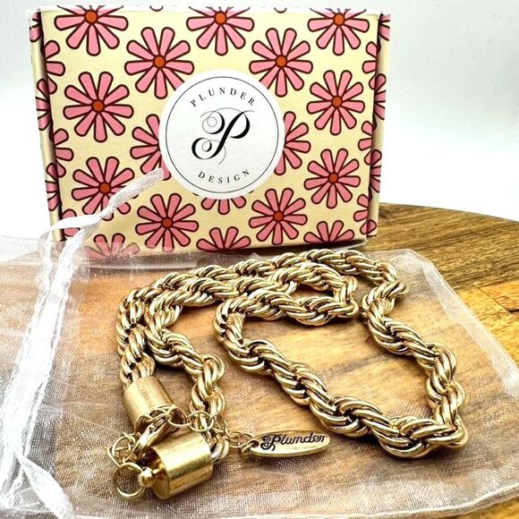 Plunder Design Trendy Fashion Jewelry Chicago Thick Twisted Gold Chain Necklace - Picture 1 of 5